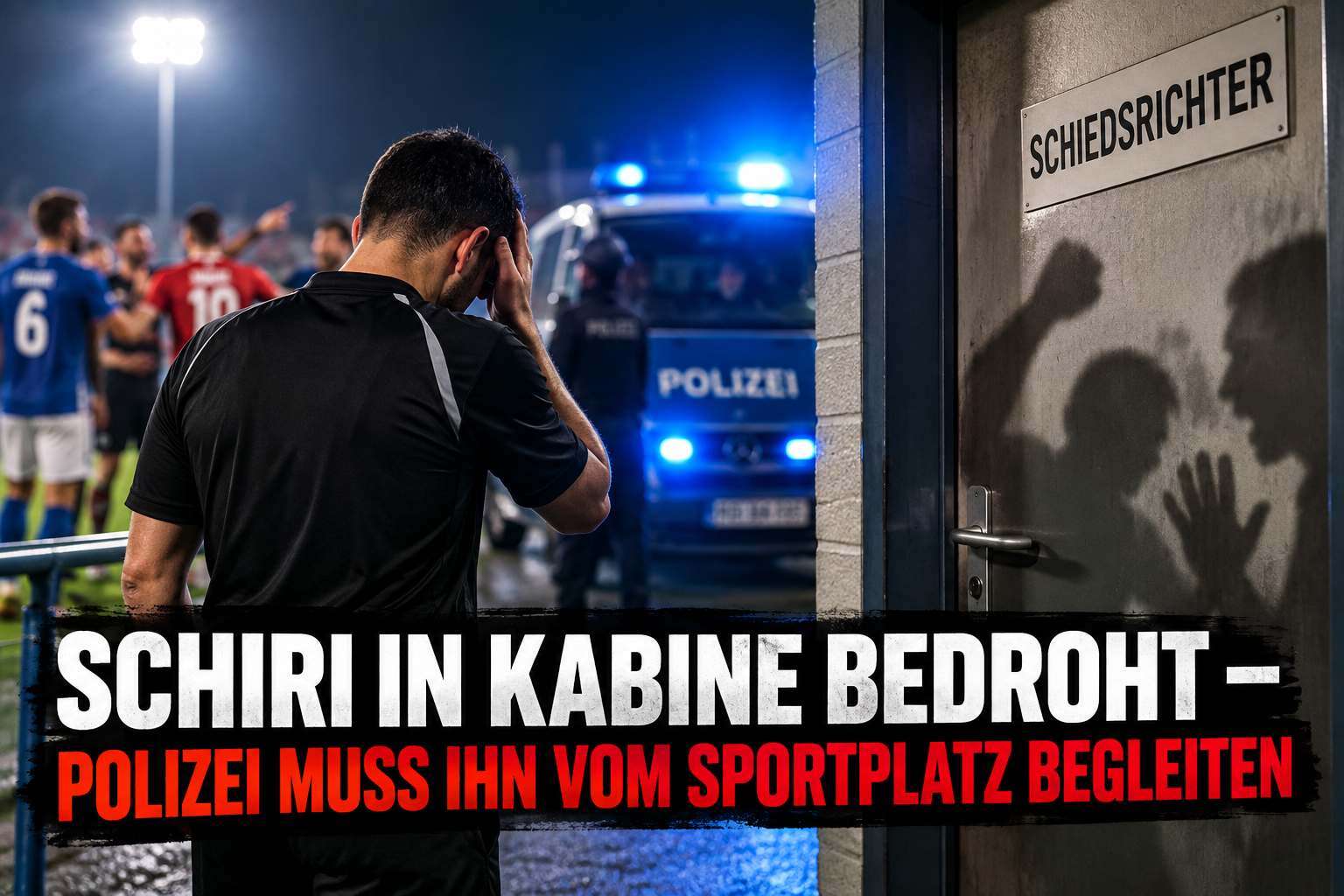 Du betrachtest gerade Schiri in Kabine bedroht – Polizei muss ihn vom Sportplatz begleiten